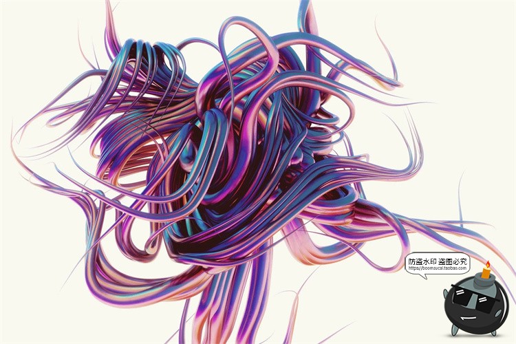 图片[2]-金属科幻未来扭曲荆棘3D外星怪物触手抽象艺术PNG免抠图片素材-设计猿