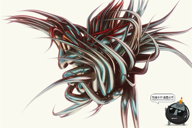 图片[4]-金属科幻未来扭曲荆棘3D外星怪物触手抽象艺术PNG免抠图片素材-设计猿