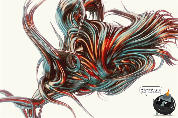 图片[9]-金属科幻未来扭曲荆棘3D外星怪物触手抽象艺术PNG免抠图片素材-设计猿