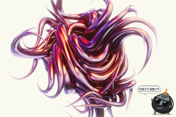 图片[14]-金属科幻未来扭曲荆棘3D外星怪物触手抽象艺术PNG免抠图片素材-设计猿