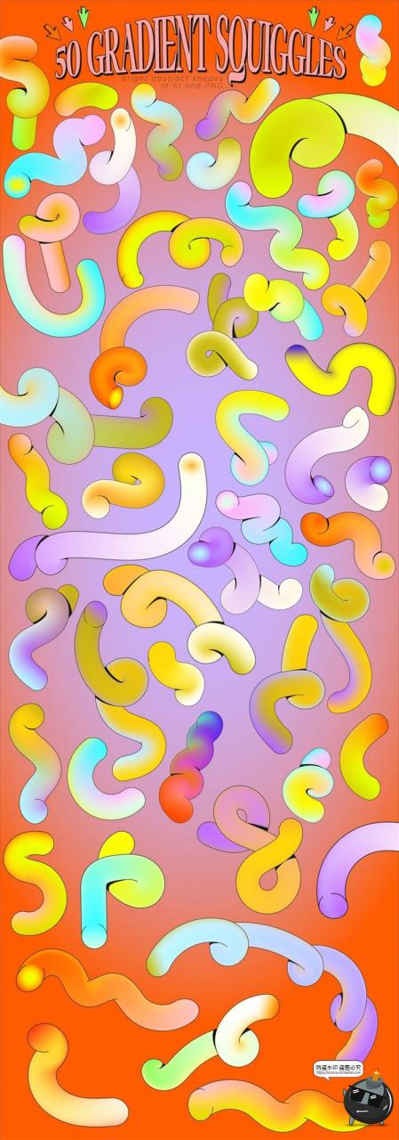 图片[3]-千禧风图形集复古Y2K渐变波浪扭曲抽象怪异涂鸦AI矢量图PNG素材-设计猿