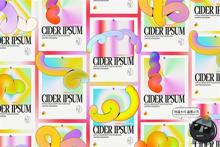 图片[8]-千禧风图形集复古Y2K渐变波浪扭曲抽象怪异涂鸦AI矢量图PNG素材-设计猿