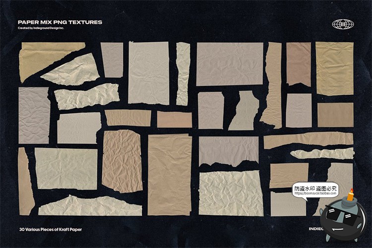 图片[6]-撕纸专题复古怀旧纸张褶皱牛皮纸信封纸便签拼贴PNG免抠图片素材-设计猿