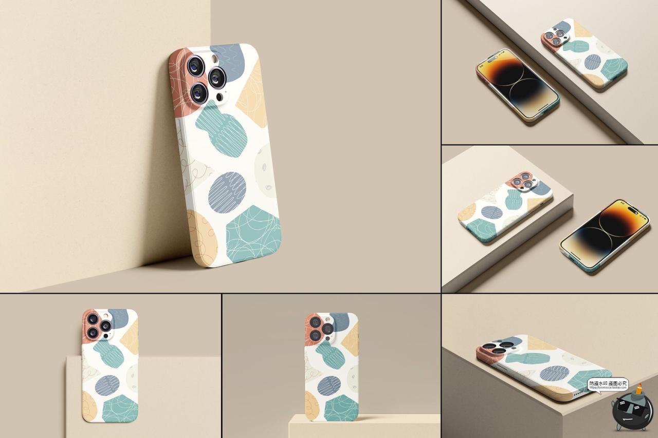 图片[1]-苹果iPhone 14Pro塑料手机壳直角边全包外壳样机mockup模板PS素材-设计猿