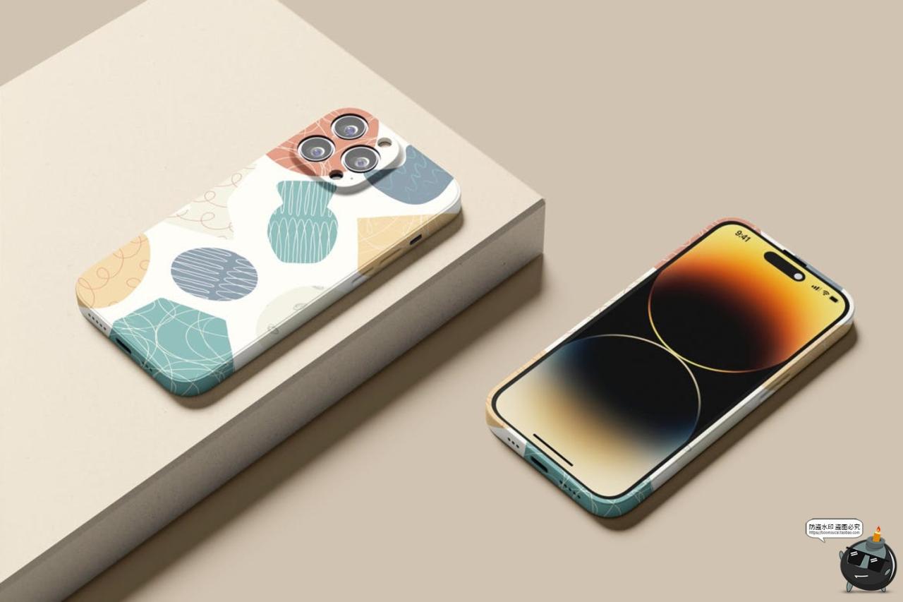 图片[4]-苹果iPhone 14Pro塑料手机壳直角边全包外壳样机mockup模板PS素材-设计猿