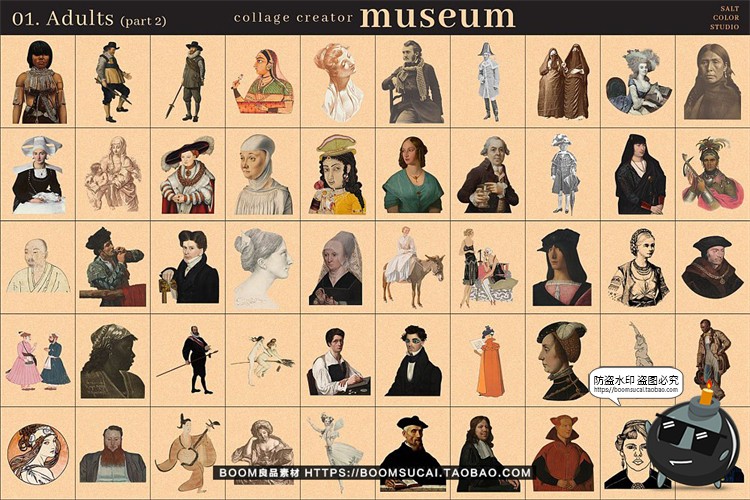 图片[7]-中世纪复古潮流绘画怀旧老照片艺术剪贴画PNG免抠插画图片素材-设计猿