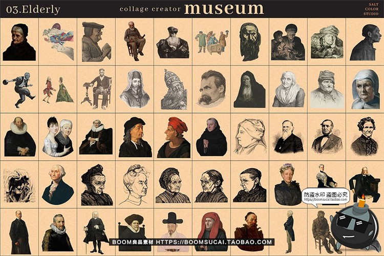 图片[9]-中世纪复古潮流绘画怀旧老照片艺术剪贴画PNG免抠插画图片素材-设计猿