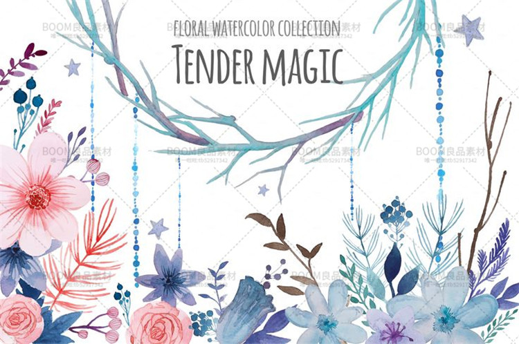 图片[3]-唯美手绘水彩花朵花环请柬卡片印刷图背景PNG免抠AI矢量设计素材-设计猿