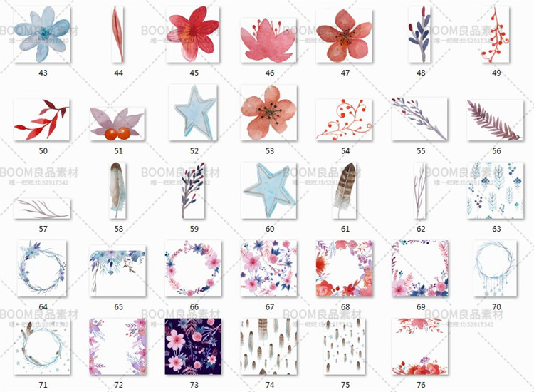 图片[7]-唯美手绘水彩花朵花环请柬卡片印刷图背景PNG免抠AI矢量设计素材-设计猿