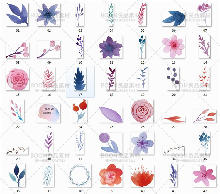 图片[8]-唯美手绘水彩花朵花环请柬卡片印刷图背景PNG免抠AI矢量设计素材-设计猿