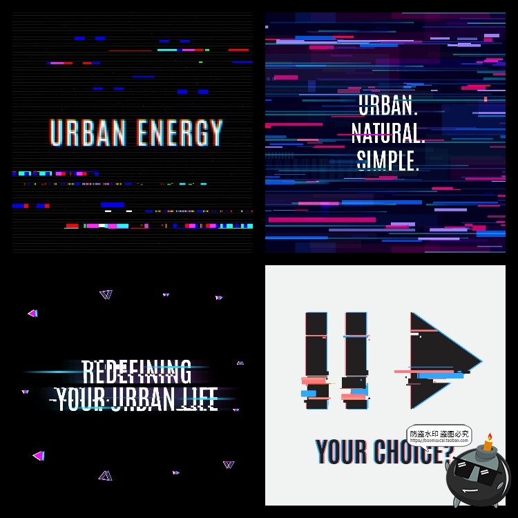 图片[3]-赛博朋克故障风封面媒体数字科技横幅广告版式排版PSD模板PS素材-设计猿