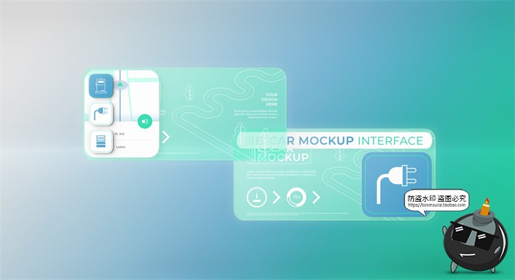 图片[2]-手机屏幕透明屏科技信息玻璃APP界面UI展示贴图样机PSD模板PS素材-设计猿