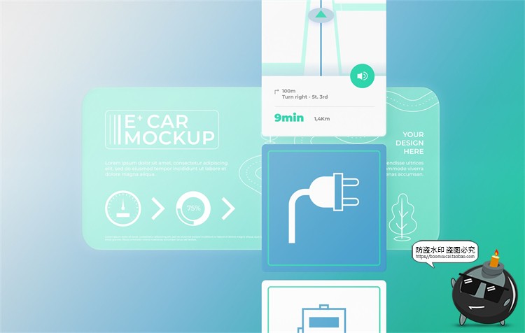 图片[3]-手机屏幕透明屏科技信息玻璃APP界面UI展示贴图样机PSD模板PS素材-设计猿