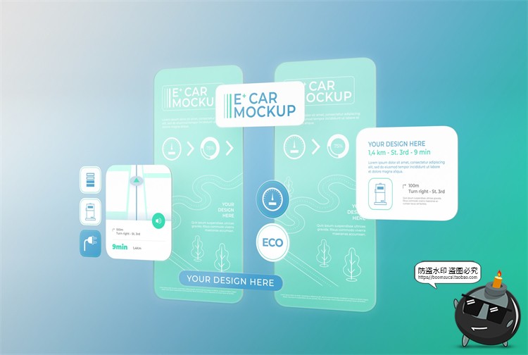 图片[5]-手机屏幕透明屏科技信息玻璃APP界面UI展示贴图样机PSD模板PS素材-设计猿