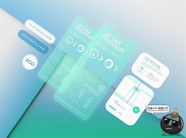 图片[7]-手机屏幕透明屏科技信息玻璃APP界面UI展示贴图样机PSD模板PS素材-设计猿