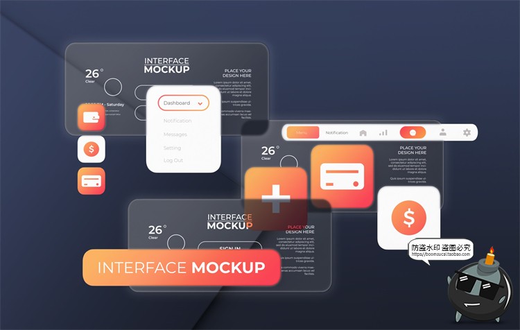 图片[11]-手机屏幕透明屏科技信息玻璃APP界面UI展示贴图样机PSD模板PS素材-设计猿