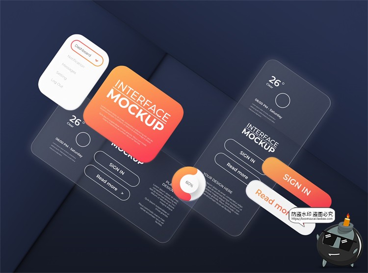 图片[13]-手机屏幕透明屏科技信息玻璃APP界面UI展示贴图样机PSD模板PS素材-设计猿