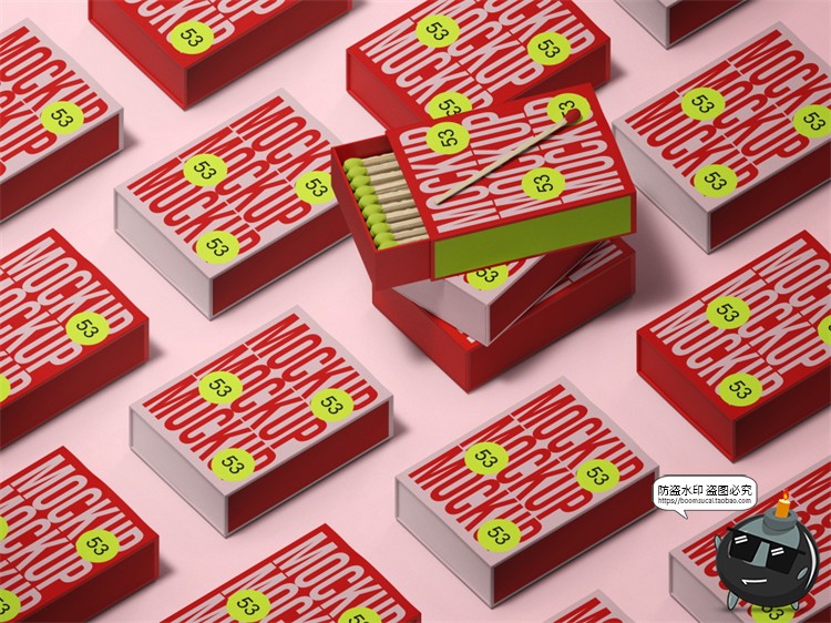 图片[7]-潮流复古文创火柴盒抽屉纸盒产品包装智能贴图样机PSD模板PS素材-设计猿