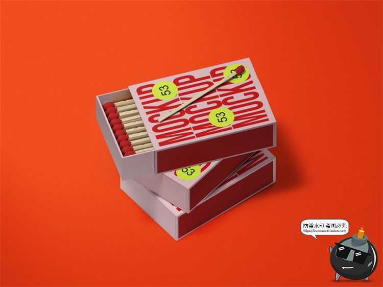 图片[8]-潮流复古文创火柴盒抽屉纸盒产品包装智能贴图样机PSD模板PS素材-设计猿