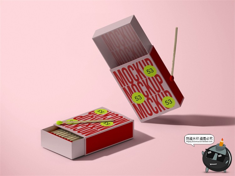 图片[9]-潮流复古文创火柴盒抽屉纸盒产品包装智能贴图样机PSD模板PS素材-设计猿