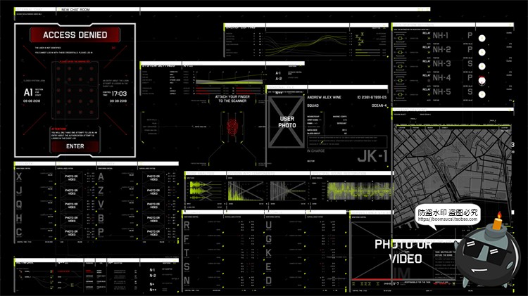 图片[5]-科幻未来赛博朋克HUD机能数据机械可视化显示仪表盘PSD模板PS素材-设计猿