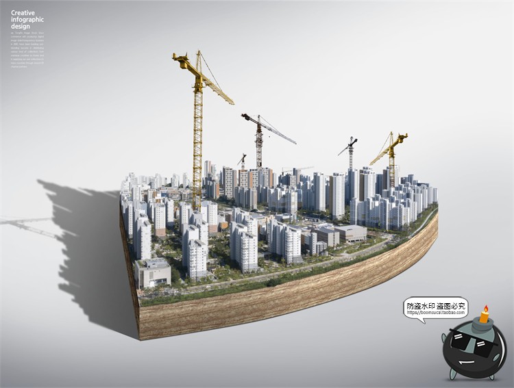 图片[5]-创意浮岛立体城市公益环保新能源保护环境后期合成PSD模板PS素材-设计猿