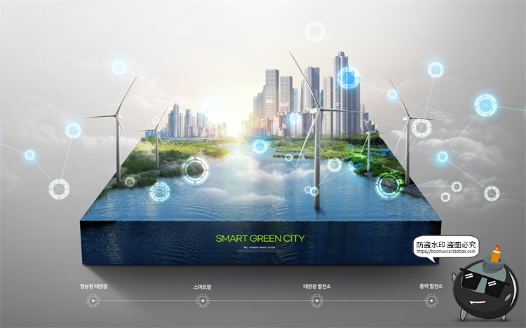 图片[20]-创意浮岛立体城市公益环保新能源保护环境后期合成PSD模板PS素材-设计猿