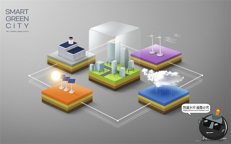 图片[21]-创意浮岛立体城市公益环保新能源保护环境后期合成PSD模板PS素材-设计猿