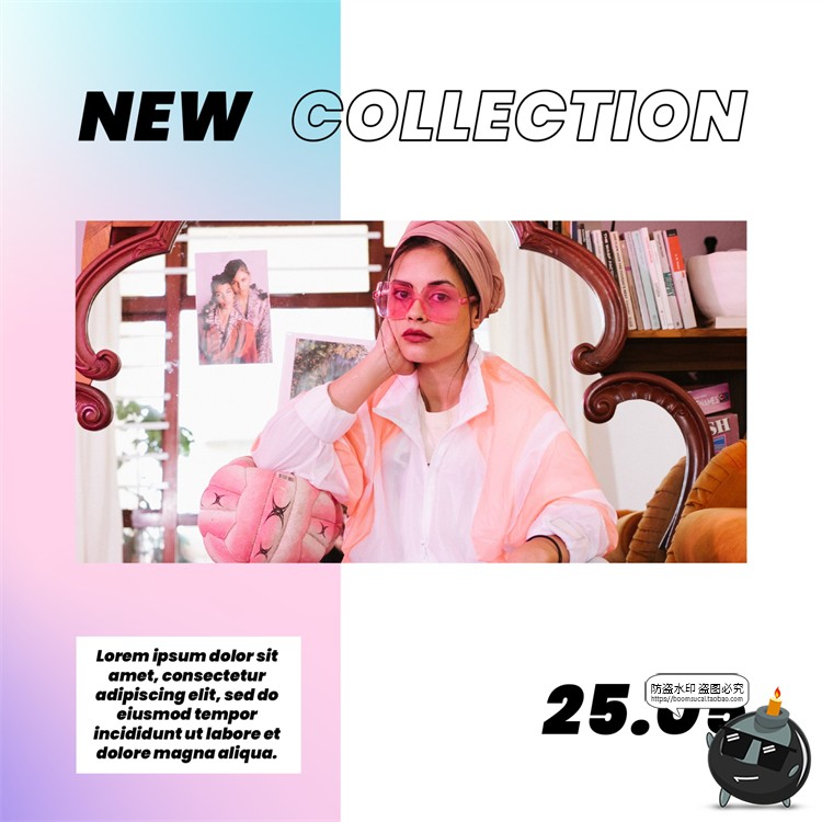 图片[7]-时尚梦幻粉紫唯美渐变正方形推文图文海报排版PSD模板PS素材-设计猿