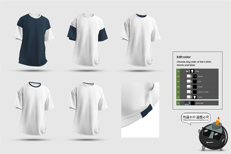 图片[4]-潮牌Oversize大码短袖运动T恤印花图案贴图效果图展示样机PSD素材-设计猿