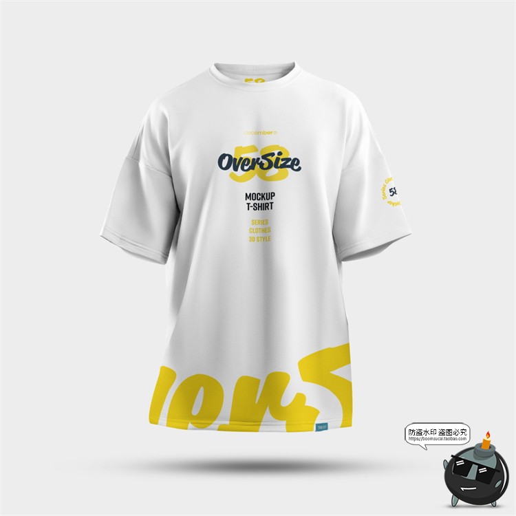 图片[5]-潮牌Oversize大码短袖运动T恤印花图案贴图效果图展示样机PSD素材-设计猿