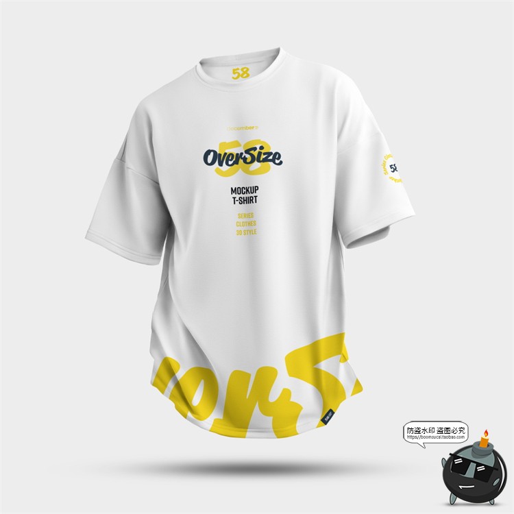 图片[6]-潮牌Oversize大码短袖运动T恤印花图案贴图效果图展示样机PSD素材-设计猿