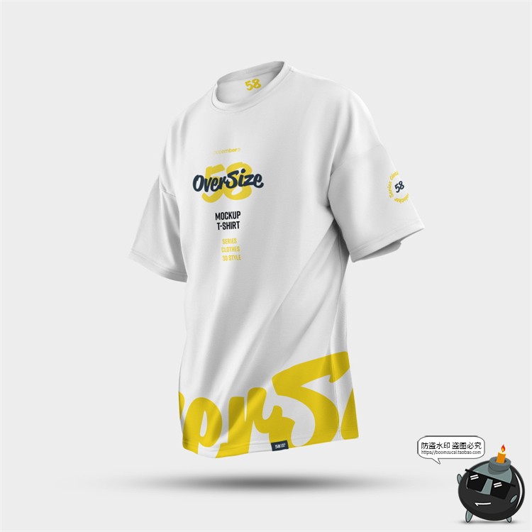 图片[9]-潮牌Oversize大码短袖运动T恤印花图案贴图效果图展示样机PSD素材-设计猿