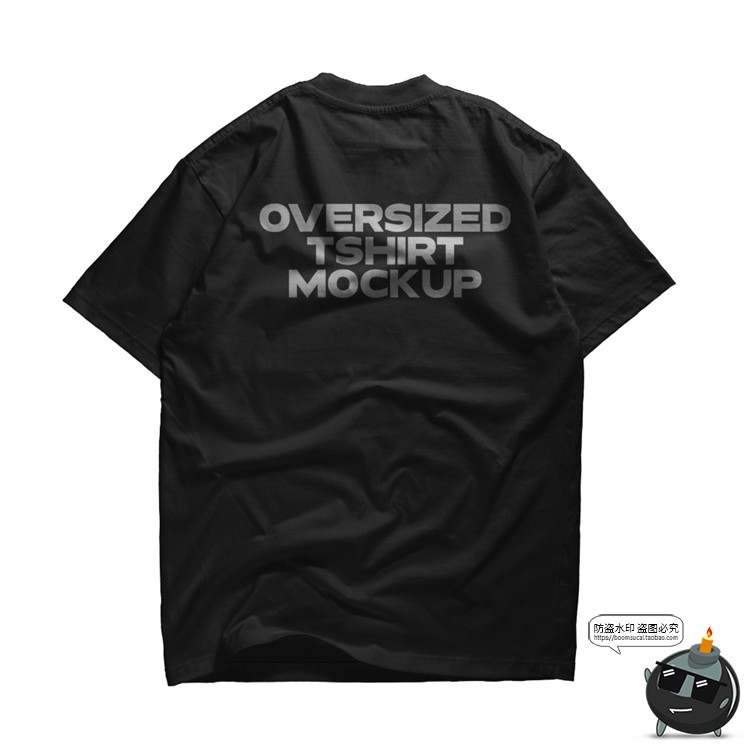 图片[2]-圆领短袖宽松大码T恤上衣模型展示贴图印花服装样机PSD模板PS素材-设计猿