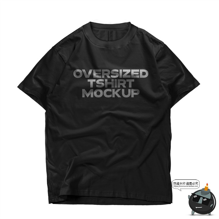 图片[3]-圆领短袖宽松大码T恤上衣模型展示贴图印花服装样机PSD模板PS素材-设计猿