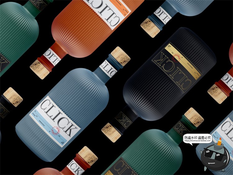 图片[4]-鸡尾酒洋酒调酒玻璃酒瓶酒标贴图vi效果图展示PSD模板样机PS素材-设计猿