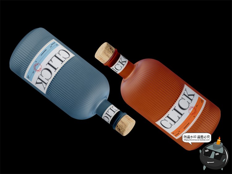 图片[5]-鸡尾酒洋酒调酒玻璃酒瓶酒标贴图vi效果图展示PSD模板样机PS素材-设计猿