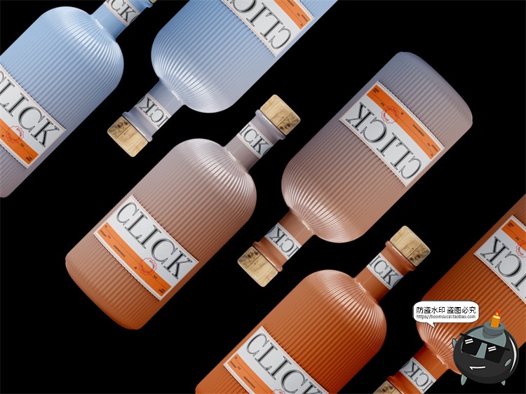 图片[6]-鸡尾酒洋酒调酒玻璃酒瓶酒标贴图vi效果图展示PSD模板样机PS素材-设计猿