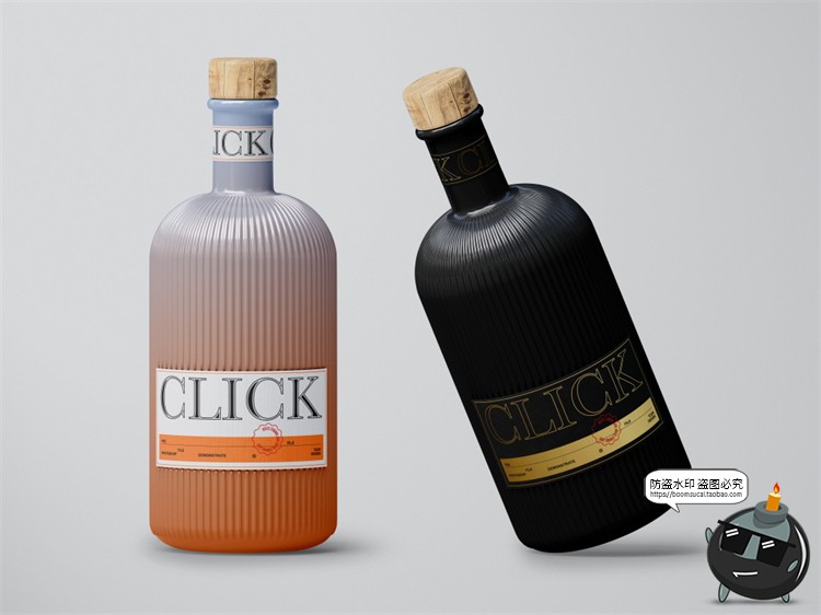 图片[7]-鸡尾酒洋酒调酒玻璃酒瓶酒标贴图vi效果图展示PSD模板样机PS素材-设计猿