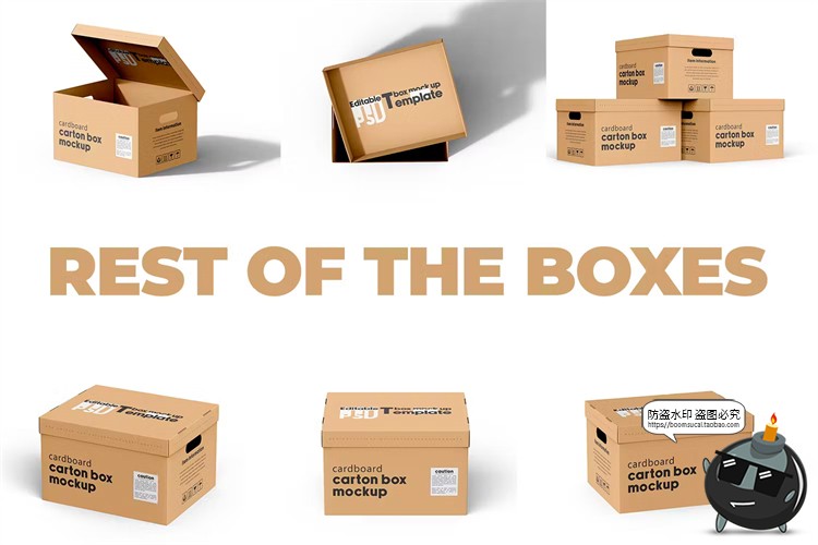 图片[2]-天地盖打包收纳纸箱搬家手提纸盒鞋盒智能贴图样机PSD模板PS素材-设计猿