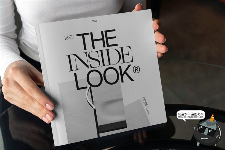 图片[3]-正方形杂志画册手册书籍手持翻页效果场景贴图样机PSD模板PS素材-设计猿