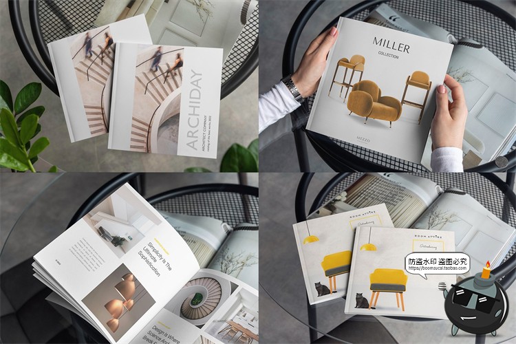 图片[6]-正方形杂志画册手册书籍手持翻页效果场景贴图样机PSD模板PS素材-设计猿