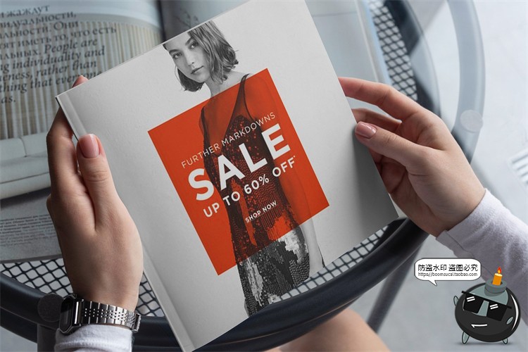 图片[8]-正方形杂志画册手册书籍手持翻页效果场景贴图样机PSD模板PS素材-设计猿