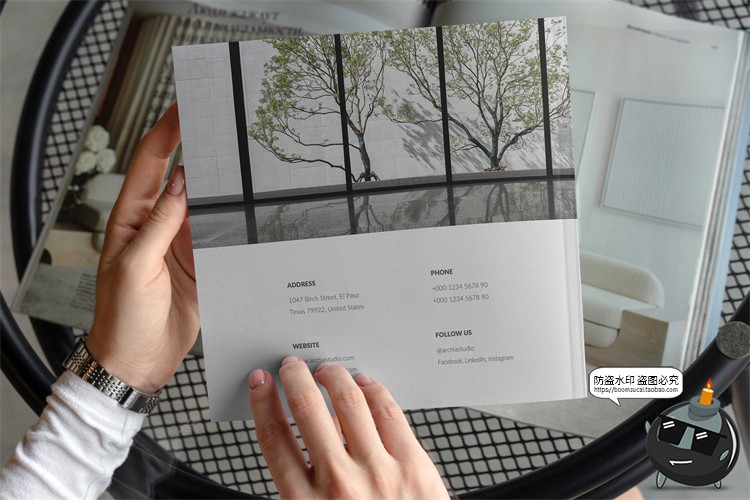 图片[9]-正方形杂志画册手册书籍手持翻页效果场景贴图样机PSD模板PS素材-设计猿