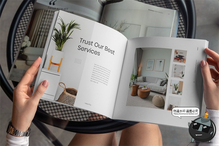 图片[10]-正方形杂志画册手册书籍手持翻页效果场景贴图样机PSD模板PS素材-设计猿