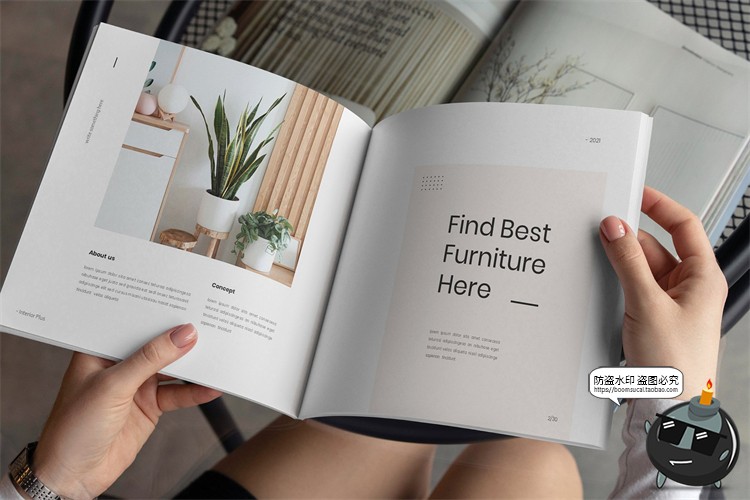 图片[11]-正方形杂志画册手册书籍手持翻页效果场景贴图样机PSD模板PS素材-设计猿