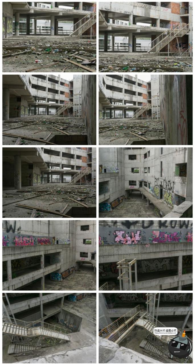 图片[3]-废弃荒废颓废立体停车场废墟内外场景图摆拍后期合成JPG图片素材-设计猿