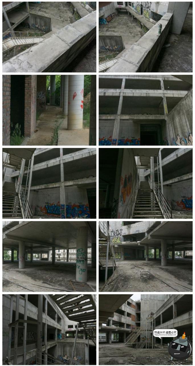 图片[4]-废弃荒废颓废立体停车场废墟内外场景图摆拍后期合成JPG图片素材-设计猿