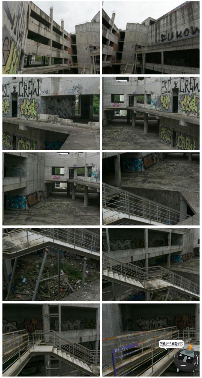 图片[6]-废弃荒废颓废立体停车场废墟内外场景图摆拍后期合成JPG图片素材-设计猿