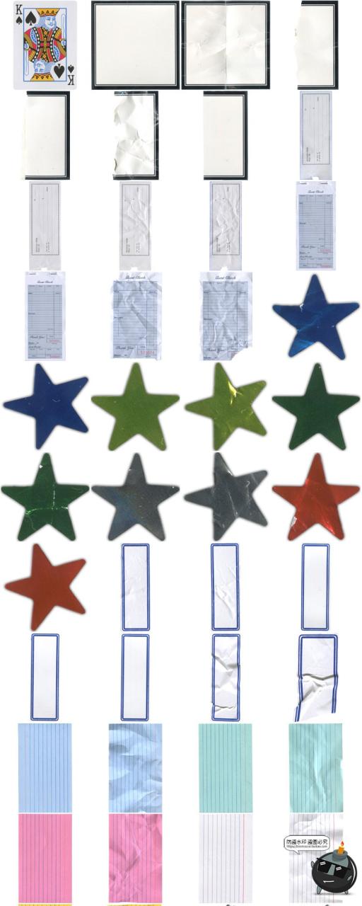 图片[8]-复古拼贴艺术手绘扑克牌撕纸贴纸标签剪贴画纹理图片PNG免抠素材-设计猿